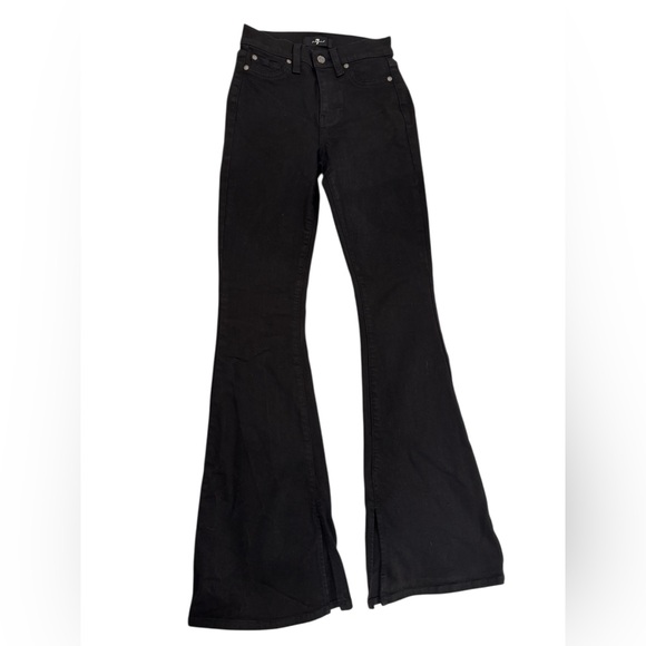 7 For All Mankind Denim - 7 for all mankind Black Flared Jeans Size 24 have some stretch split bottoms